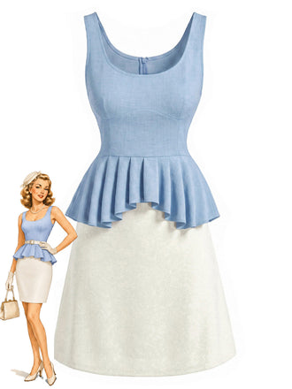 70er 2PCS Top & Minirock mit Plissee