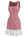 Rotes 60er Minikleid mit Eckiger Ausschnitt und Rüschen