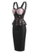 Schwarzes & Rosa 60er Reizwäsche mit Blumen und Peplum