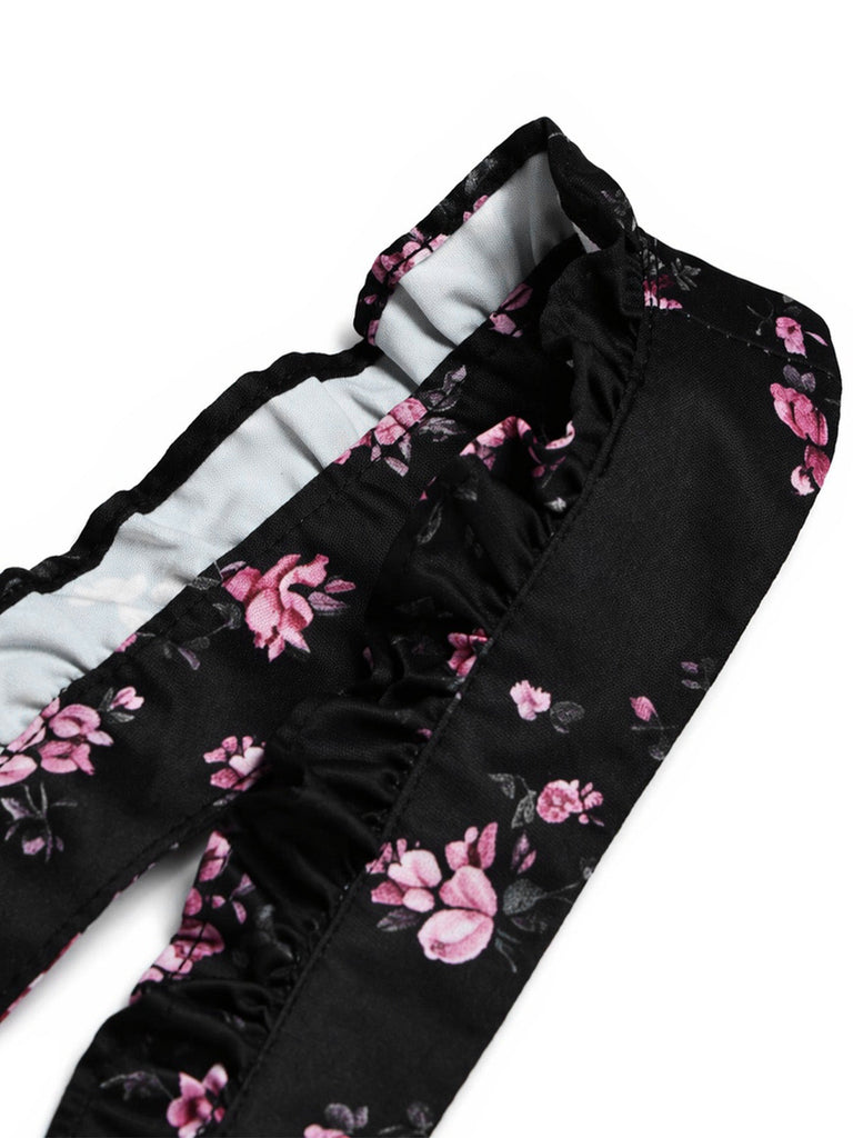 Schwarzes & Rosa 60er Reizwäsche mit Blumen und Peplum