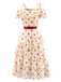 Creme-Rotes 60er Teekleid mit Polka-Dots