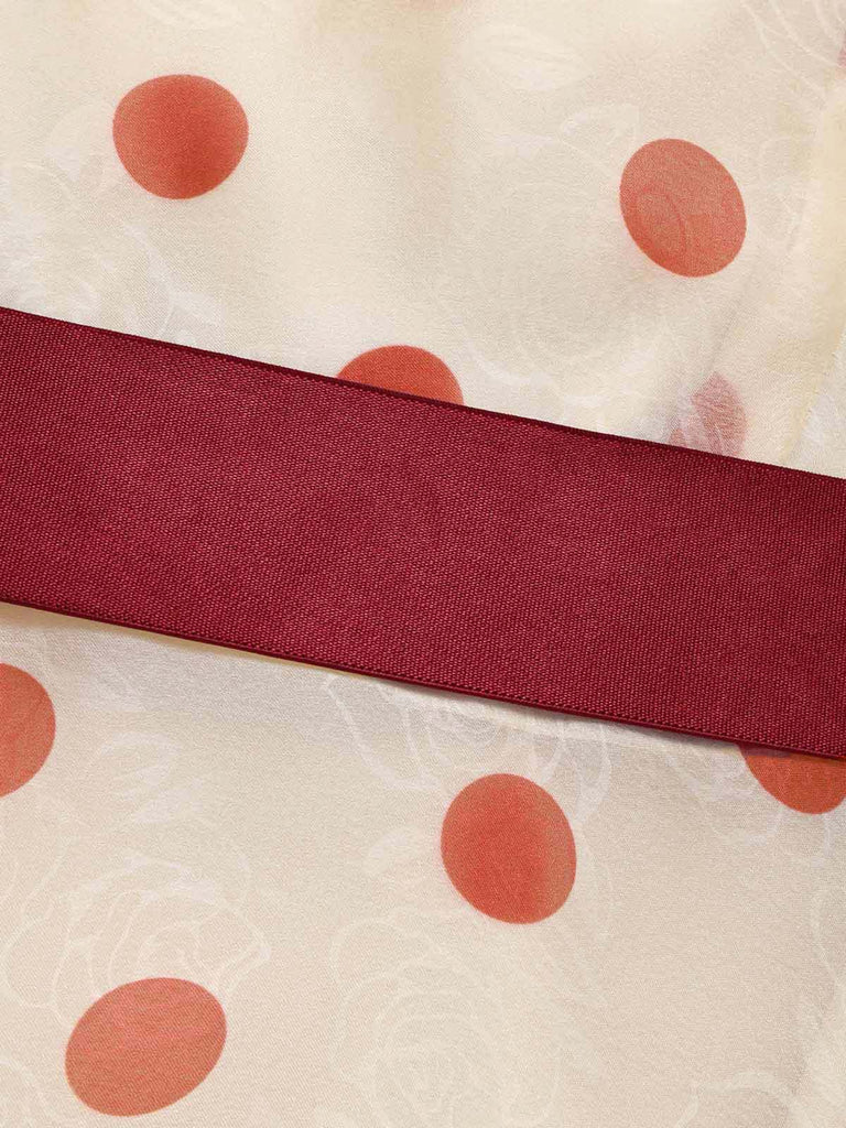 Creme-Rotes 60er Teekleid mit Polka-Dots