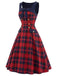 [Vorverkauf] 50er Tartankleid mit Schleife und eckigem Ausschnitt