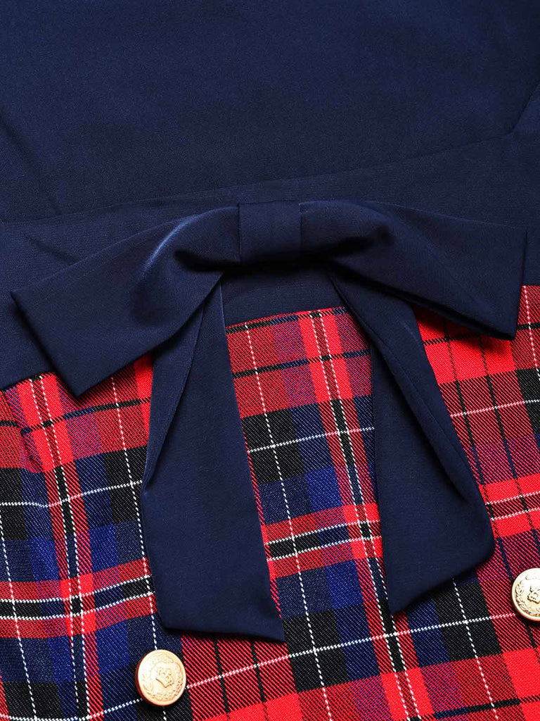 [Vorverkauf] 50er Tartankleid mit Schleife und eckigem Ausschnitt
