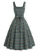 Weißes & Grünes 50er Kleid mit Karo und Spitze