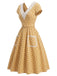 40er Kleid mit V-Ausschnitt und Karo