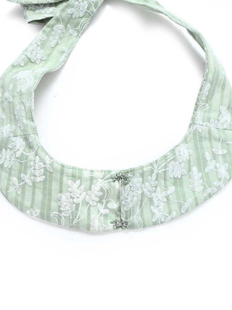 Grünes & Mintgrünes 40er Baumwoll-Swingkleid mit Neckholder und Blumen