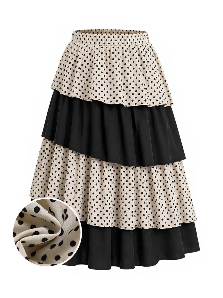 30er Rock mit Polka-Dots und Farbblock