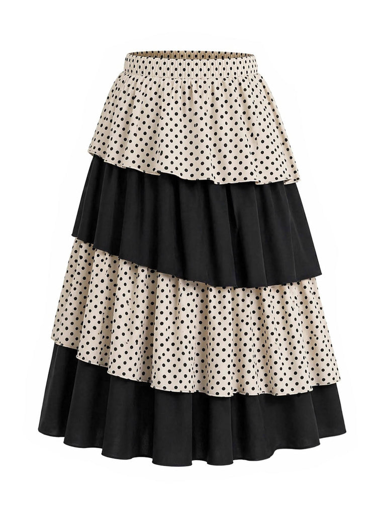 30er Rock mit Polka-Dots und Farbblock