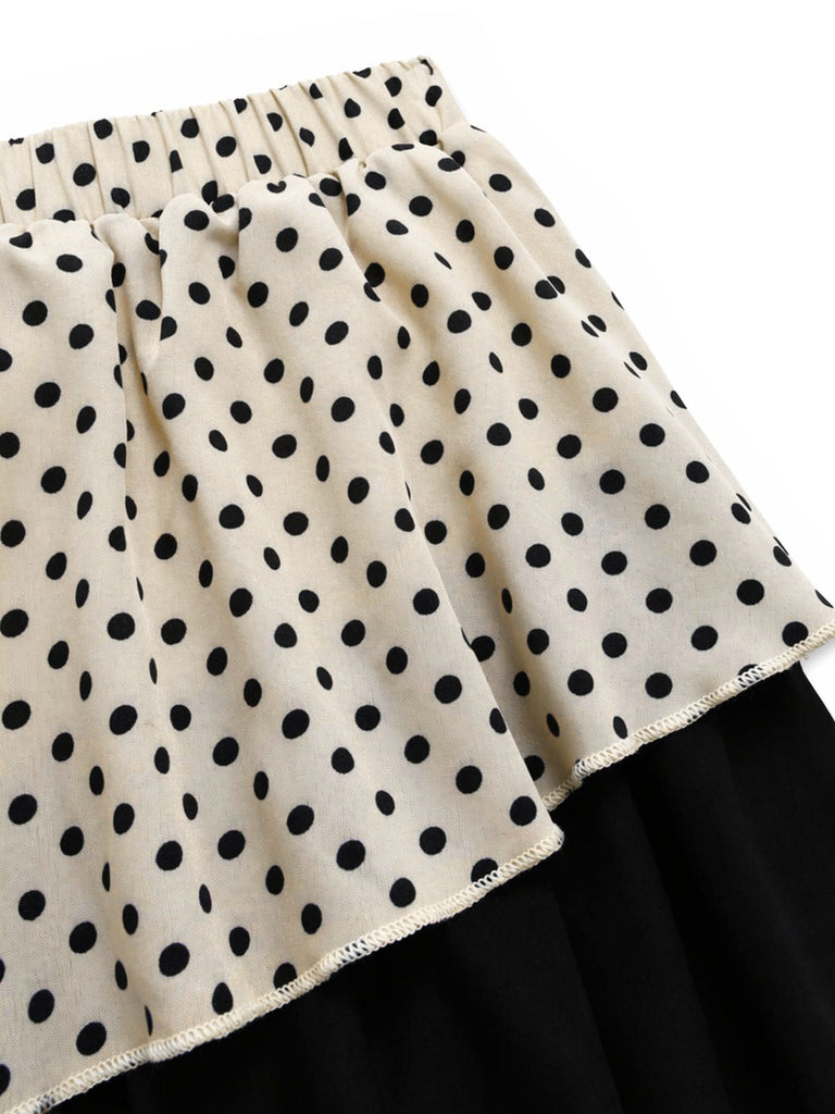 30er Rock mit Polka-Dots und Farbblock