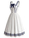 Weißes 50er Kleid mit Eckiger Ausschnitt und Schleife