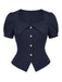 Blaues 50er Set mit Bluse und Streifenrock