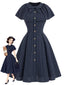 [Vorverkauf] 50er Nadelstreifen-Set mit Kleid und Schleifen-Capelet