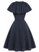 Tiefblaues 50er Kleid mit Nadelstreifen und Capelet