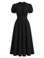 Schwarzes 20er Maxikleid mit Spitzenbesatz und Puffärmeln