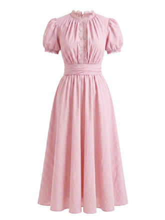 20er Maxikleid mit Puffärmel und Spitze