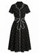 40er Kleid mit Polka-Dots und Eingekerbt
