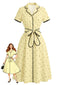 40er Kleid mit Polka-Dots und gekerbtem Kragen