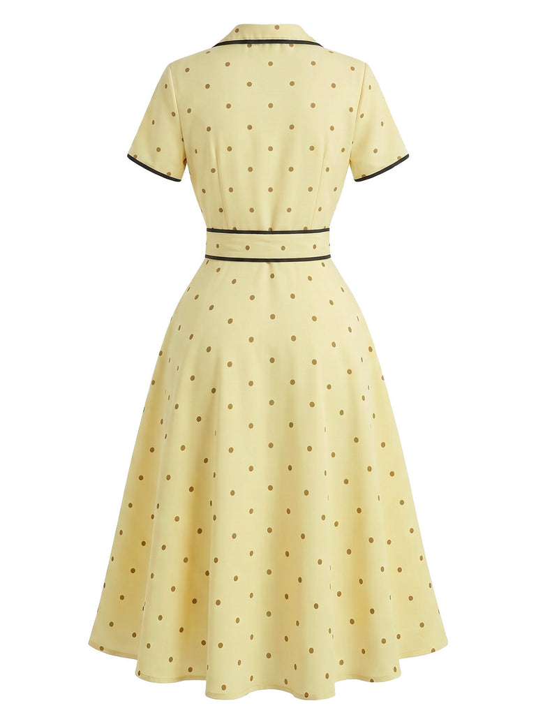 40er Kleid mit Polka-Dots und Eingekerbt