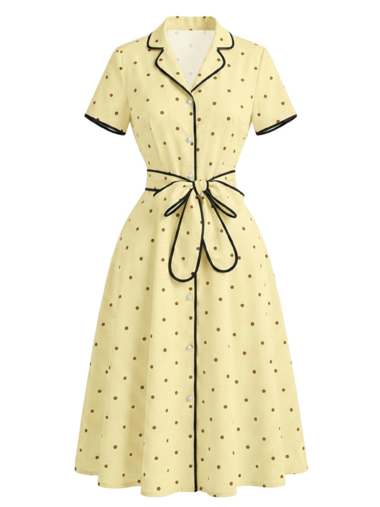 40er Kleid mit Polka-Dots und Eingekerbt