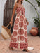 Roter 70er Trägerloser Jumpsuit mit Blumen-Print und Breit