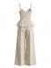 Beiges 50er 2PCS Top & Palazzo-Hose aus Baumwolle