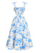 50er Midikleid mit Blumen-Print und Bindeträgern