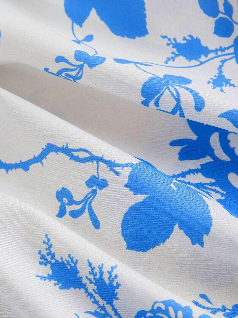 50er Midikleid mit Blumen-Print und Bindeträgern