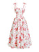 50er Midikleid mit Blumen-Print und Bindeträgern