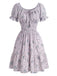 1950s Floral Square Neck Ruffle Dress 10