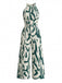 Green 1950s Floral Halter Vintage Jumpsuit