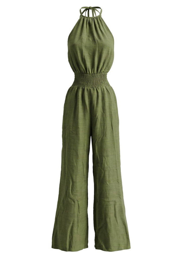 70er Jumpsuit mit Neckholder und Smok