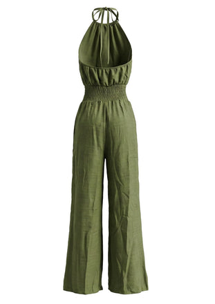 70er Jumpsuit mit Neckholder und Smok