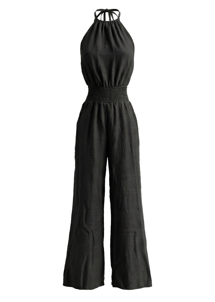 70er Jumpsuit mit Neckholder und Smok