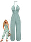 70er Jumpsuit mit Neckholder und tiefem V-Ausschnitt