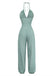 70er Jumpsuit mit V-Ausschnitt und Neckholder