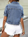 Blaue 50er Jeans-Jacke mit Reverskragen und Knopf