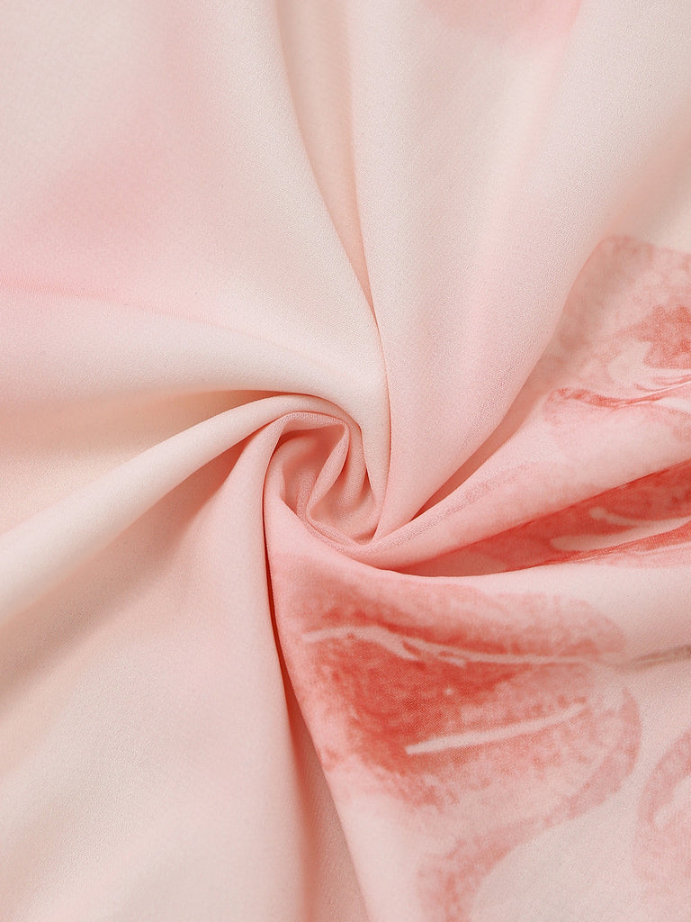Rosa 50er Maxikleid mit V-Ausschnitt und Blumen
