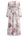 [Übergröße] 70er Wickelkleid mit V-Ausschnitt und Blumen