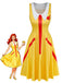 Gelbes 70er Clownkleid mit Pommes-Tasche