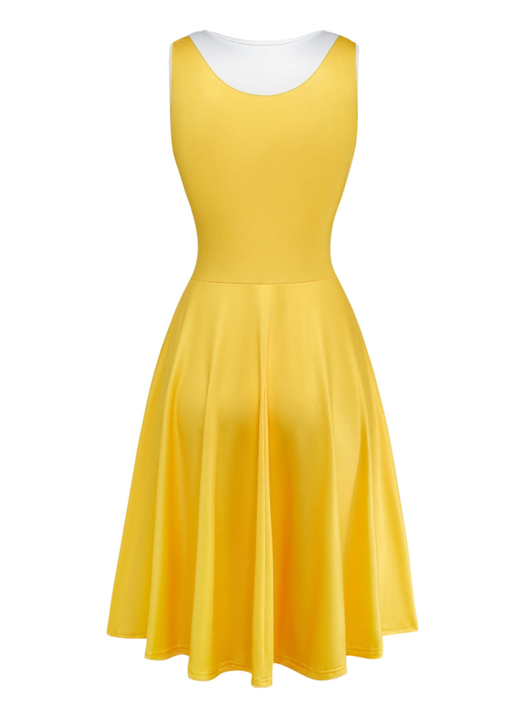 Gelbes 70er Clownkleid mit Pommes-Tasche