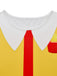 Gelbes 70er Clownkleid mit Pommes-Tasche