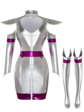 Silbernes 60er Kostüm-Set mit Metallic-Look