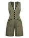 Green 1940s V Neck Vintage Jumpsuit 3