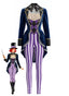 Violetter 80er Halloween-Jumpsuit im Zweiteiler-Look mit Streifen