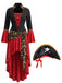 Rot-Schwarzes 40er Piratenkleid mit Schnürung