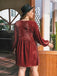 50er Kleid mit V-Ausschnitt und Ballonärmel