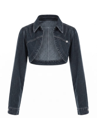 Blaue 50er Jeans-Jacke mit Reverskragen