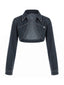 Dunkelblaue 50er kurze Jeansjacke mit Reverskragen