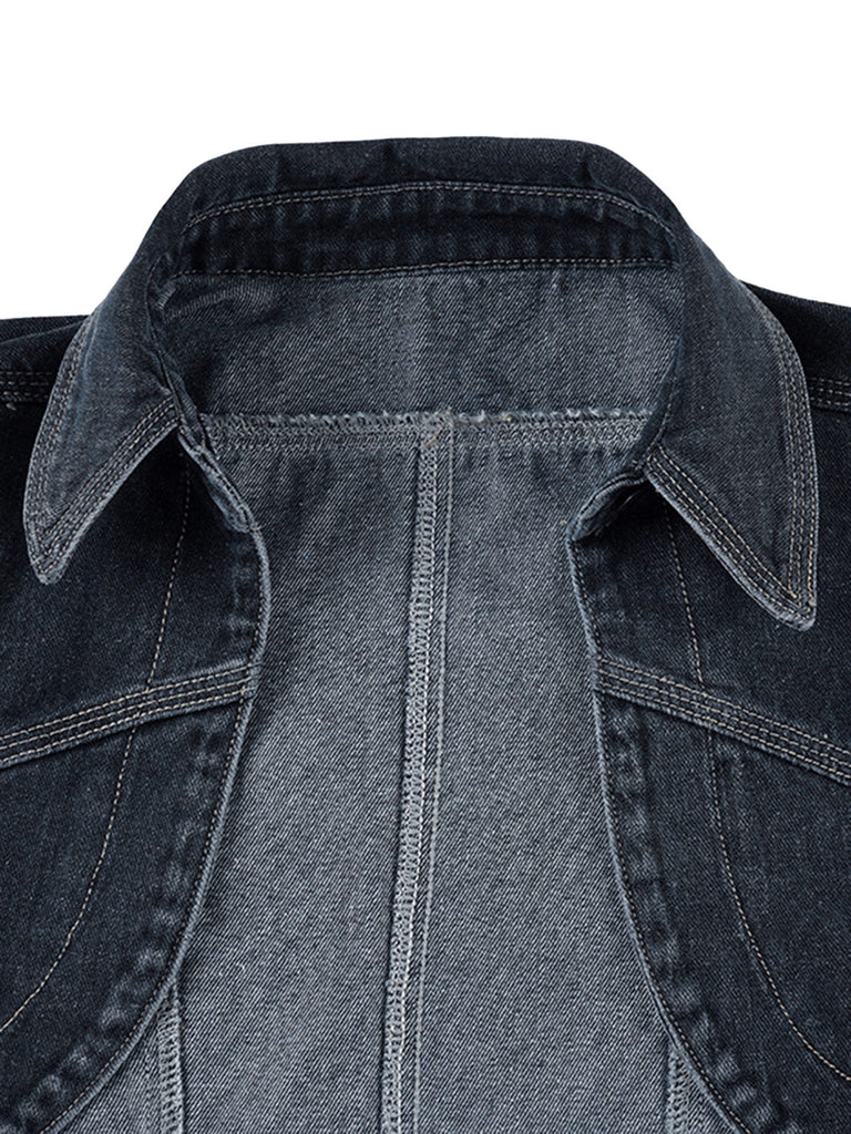 Blaue 50er Jeans-Jacke mit Reverskragen